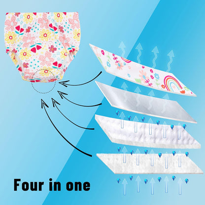 Toddler Potty Training Pants 4 Pack,Cotton Training Underwear Size 2T,3T,4T,Waterproof Underwear for Kids