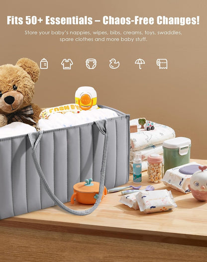 SWEET DOLPHIN 2-Pack Quilted Diaper Caddy Organizer – Premium Puffer Style Nursery Storage Bins – Water-Resistant & Wipeable Changing Table Organizer – Trendy Tote for Home & Car Travel - Mocha Brown