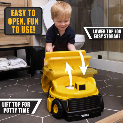 Tonka Dump Truck Potty Trainer for Toddlers, 2-in-1 Potty Chair and Potty Ring with Splash Guard, Built-in Handles, Easy Clean Removable Pot