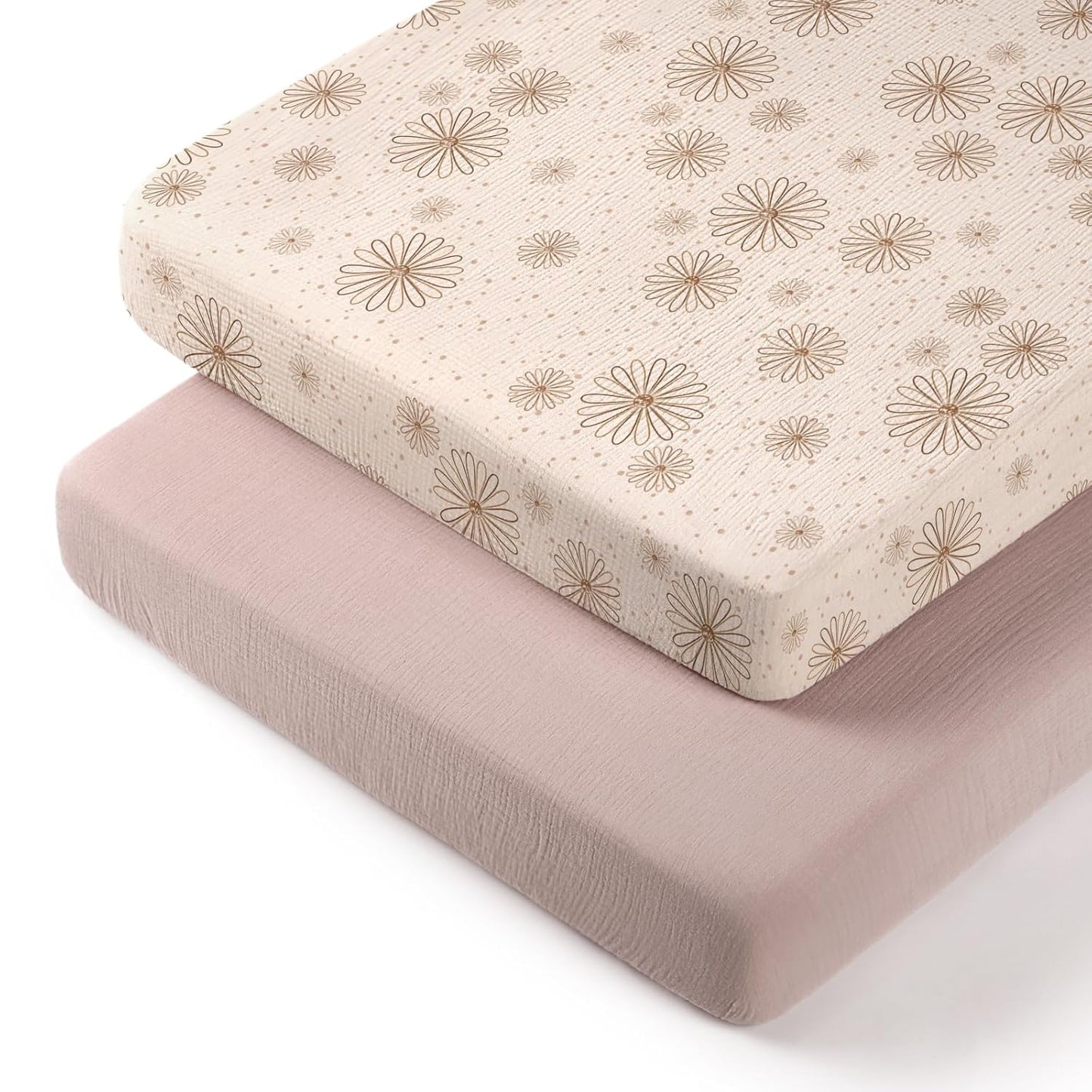 lulumoon Baby Bassinet Sheets Muslin: Cotton Bedside Bassinet Sheets Leaf for Boys - Fitted for Bedside Sleeper Mattress