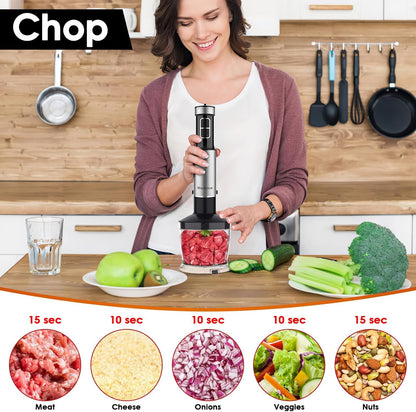Blackcow Immersion Blender Handheld, 800W Powerful Electric Hand Blender with Titanium Alloy Blades, 12 Speeds & Turbo, Electric Hand Mixer for Smoothies, Soups, Baby Food and Purees