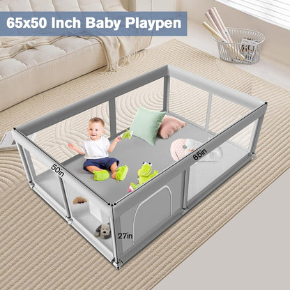 Large Baby Playpen for Babies and Toddlers, Playpen 74×50, Large Baby Play Yards Indoor & Outdoor, Sturdy Safety Baby Play Pen with Soft Breathable Mesh, Toddlers Activity Center with Anti-Slip Base