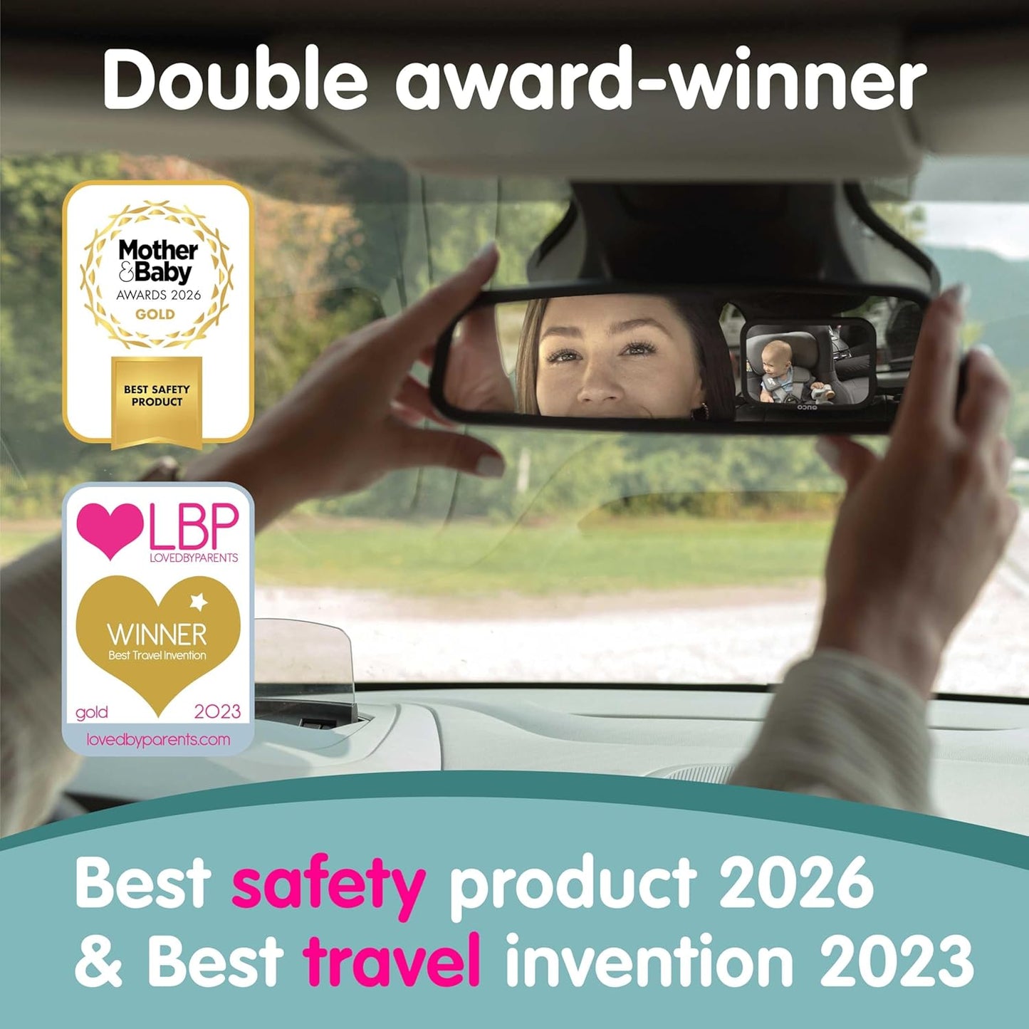 Onco Forward Facing Baby Car Mirror - Clip On Car Mirror for Baby, 100% Shatterproof & Shakeproof, Newborn Essentials