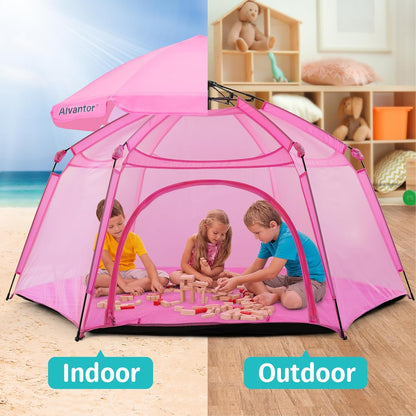 Alvantor® Baby Playpen Pop Up Play Yard 84"x84"x44”Large Mesh Kids Toddler Play Pen Indoor & Outdoor Safe Space Foldable Lightweight Mosquito Playpen Canopy for Infants Toddlers Pets, Navy