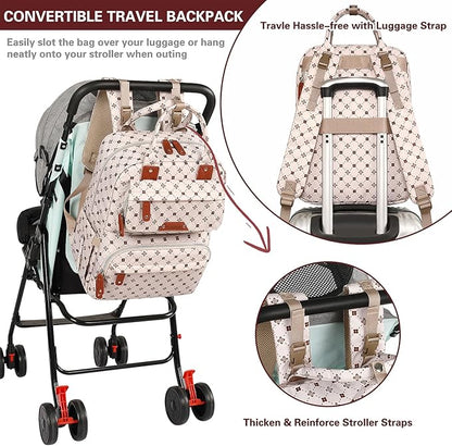 Legestori Baby Diaper Bag Backpack, Baby Bag for Girls Large Capacity with Stylish Flora, Travel Back Pack Multifunction Waterproof, Newborn Baby Registry Shower Gifts, Pink05