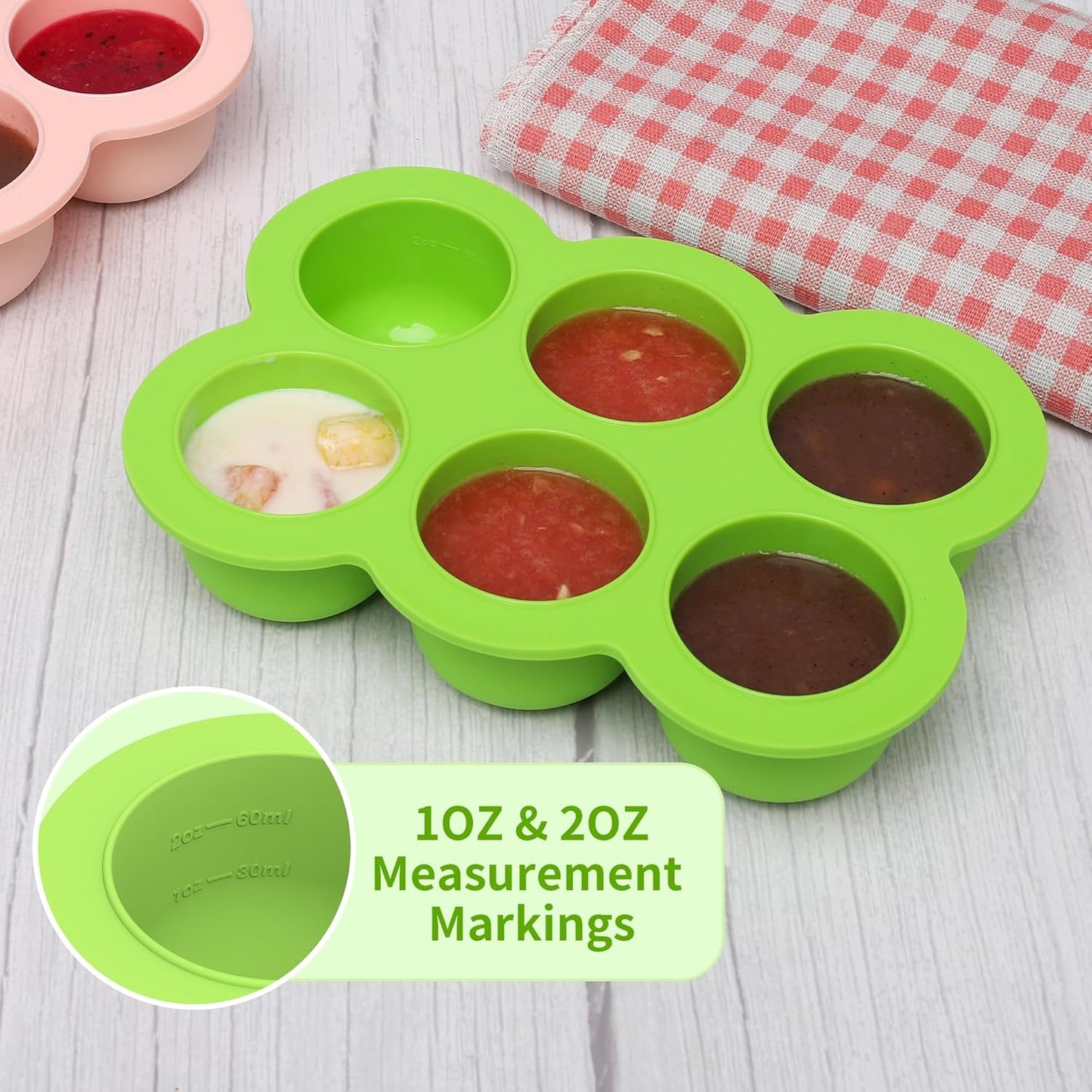 12x1.5oz Baby Food Storage Containers, Baby Food Freezer Tray with Clip Lid Gossamer Pink, Food Grade Silicone Freezer Trays for Purees & Vegetables