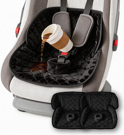 Wonderkin 2-Pack Potty Training Car Seat Protector, Waterproof Car Seat Liner, Non-Slip Leak-Proof Piddle Pads,Washable Cover Fits Car Seats Strollers Bouncers, Ages 6 Months to 4 Years (Grey + Black)