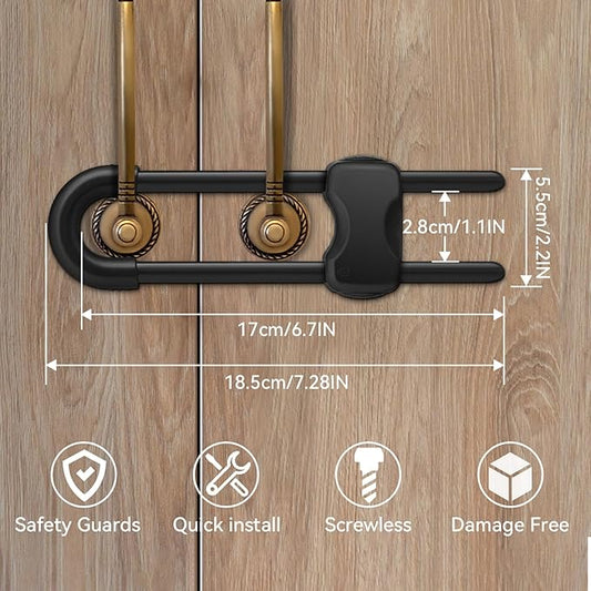 Cabinet Locks Baby Proofing,Child Proof Cabinet Locks,6 Pack Adjustable U Shaped Baby Proofing Cabinets,Child Locks for Cabinets and Drawers (Black)