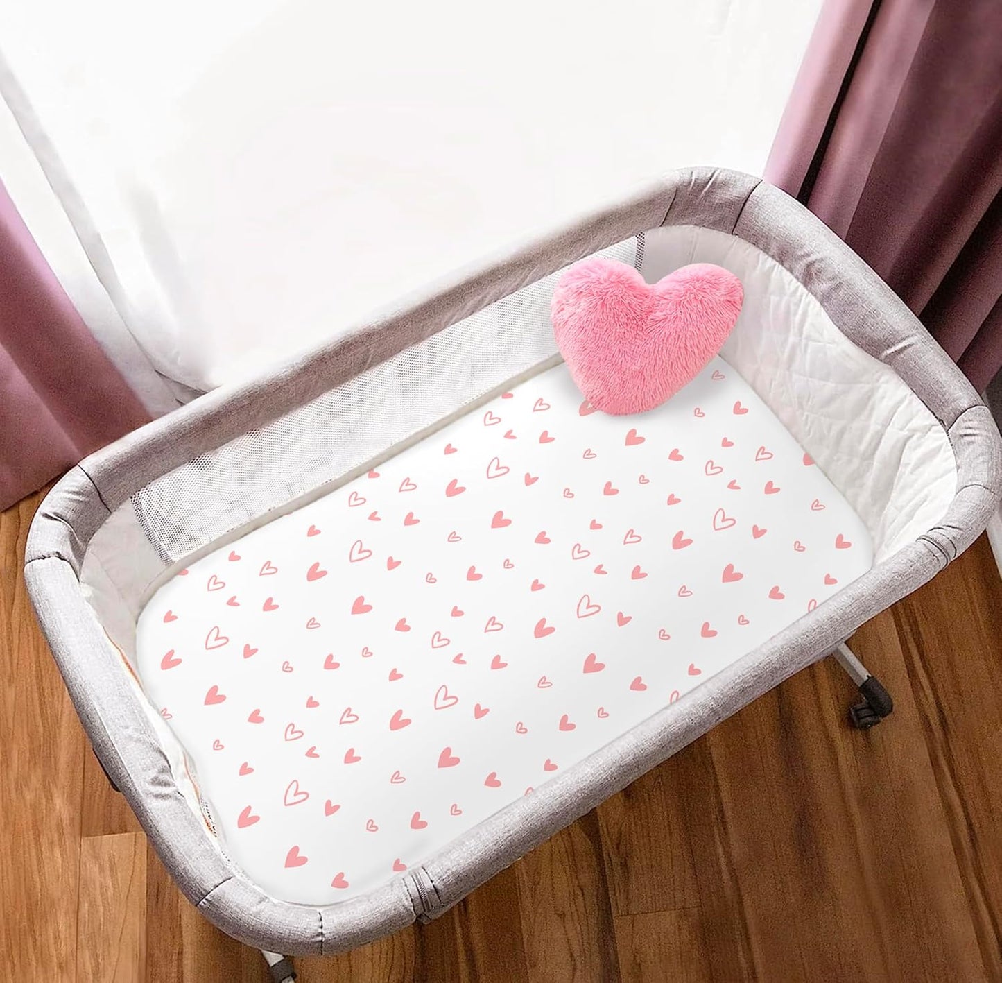100% Organic Cotton 2 Pk Bedside Sleeper Bassinet Fitted Mattress Sheets Perfectly Compatible with Mika Micky, Baby Delight, Ronbei, Chicco, Cloud Baby, AMKE, Angelbliss, Arm's Reach. Cloud, Stripe