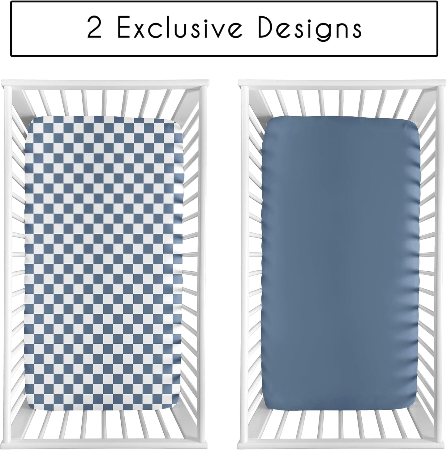 Sweet Jojo Designs 2-Piece Baby Bassinet Sheets Set (Black/White Gingham Checkered Plaid) for Boy/Girl, Infant Newborn Nursery, Oval, Rectangle & Hourglass Mattress (Solid Onyx & Classic Checkerboard)