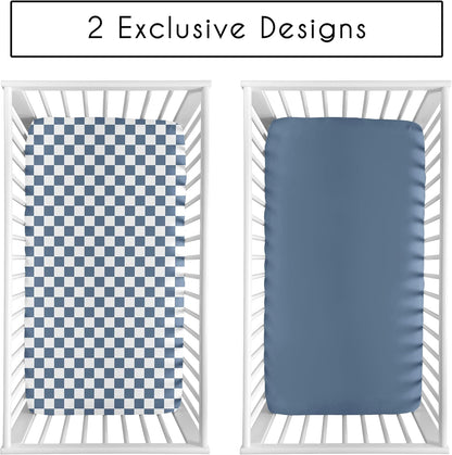 Sweet Jojo Designs 2-Piece Baby Bassinet Sheets Set (Black/White Gingham Checkered Plaid) for Boy/Girl, Infant Newborn Nursery, Oval, Rectangle & Hourglass Mattress (Solid Onyx & Classic Checkerboard)