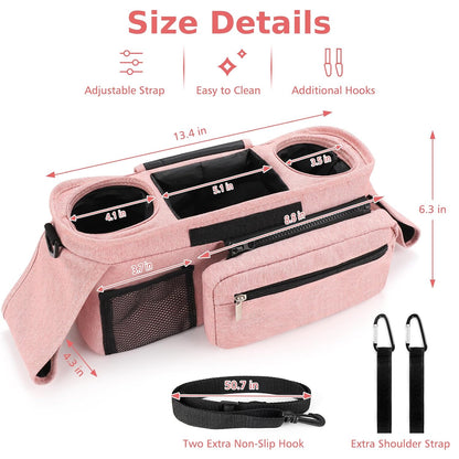 Accmor Universal Stroller Organizer with Insulated Cup Holder Detachable Phone Bag and Shoulder Strap,Stroller Bag Caddy Organizer Fits for Uppababy, Baby Jogger, Britax Strollers