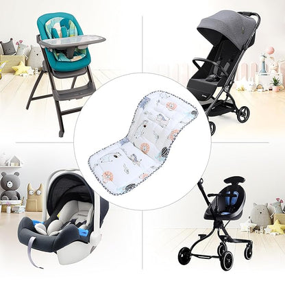 Baby Stroller Cushion,Infant Car Seat Insert-Reversible Universal Breathable and Soft Newborn seat Liner for Stroller,100% Cotton Seat Pad Liner for Newborns-34x78cm,1 Pack(Lion Dinosaur)