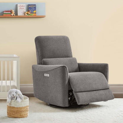 CHITA Power Recliner Chair Swivel Glider, FSC Certified Upholstered Living Room Nursery Reclining Sofa Chair with Lumbar Support, Linen