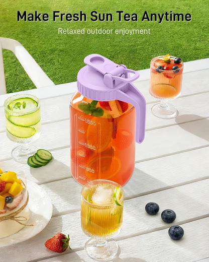 OneDream Breast Milk Pitcher 32oz Glass Pitcher with Lid, Formula Pitcher Leakproof Drip-Free Spout, Wide Mouth Mason Jar Pitcher for Easy Pouring, Dishwasher Safe Breastmilk Storage Pitcher
