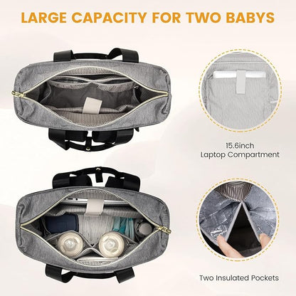 LOVEVOOK Diaper Bag Backpack,Diaper Bag Tote with Insulated Pockets,Baby Bag for Girl Boy with Changing Pad,Large Baby Diaper Bag with Pacifier Case,Anti-Theft Travel Backpack for Women, 15.6-Inch