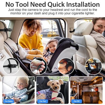 Itomoro Rear Facing Mirrors, 7'' HD 1080P Baby Car Camera, Infrared Night Vision Function Camera with 150° Wide View & 360° Rotatable Easy Installation in 5 Mins