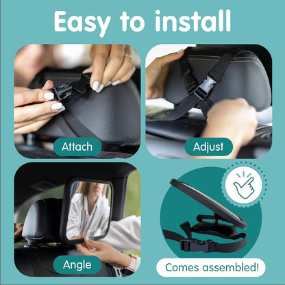 Onco Forward Facing Baby Car Mirror - Clip On Car Mirror for Baby, 100% Shatterproof & Shakeproof, Newborn Essentials