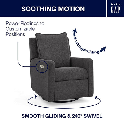 babyGap Harlowe Power Recliner with USB-A and Type-C Ports by Delta Children - Greenguard Gold Certified – Stain-Resistant Performance Fabric is Oeko-TEX Standard 100 Certified, Sand