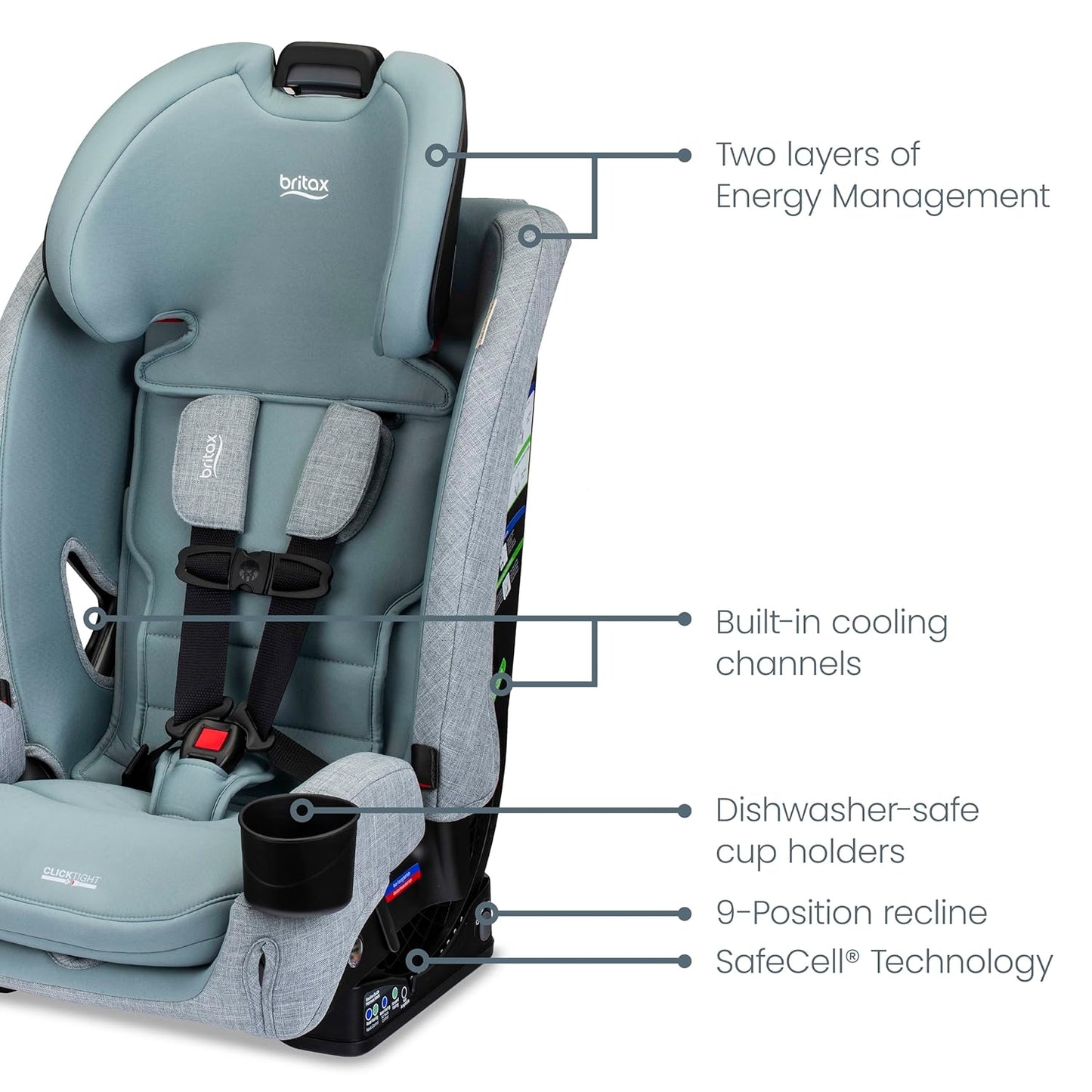 Britax One4Life All-in-One Car Seat, Up to 10 Years of Use, Rear Facing, Forward Facing, & Booster Modes, Extended Rear-Facing, ClickTight Installation & Breathable SafeWash Fabrics — Teak