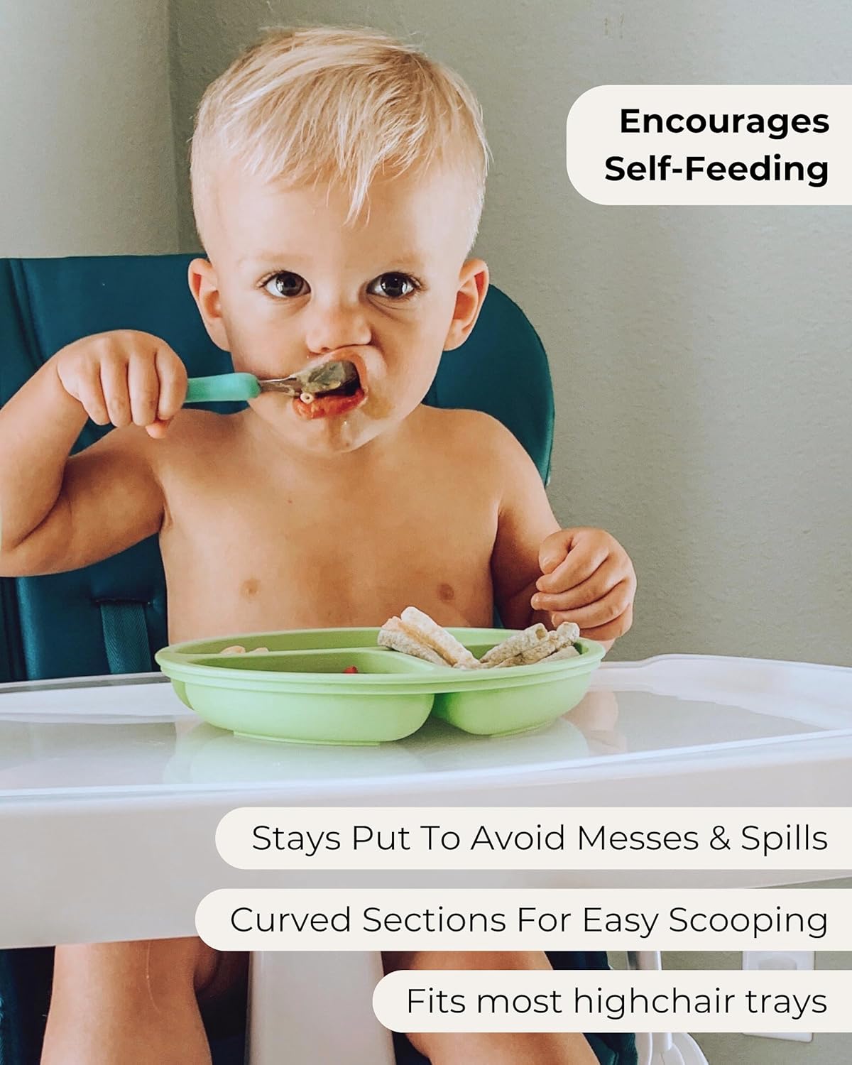 Hippypotamus Toddler Plates with Suction - 100% Food-Grade Silicone Baby Plates with Lids - Microwave & Dishwasher Safe - BPA Free - Set of 3 (Pink/Mint/Lavender with LIDS)
