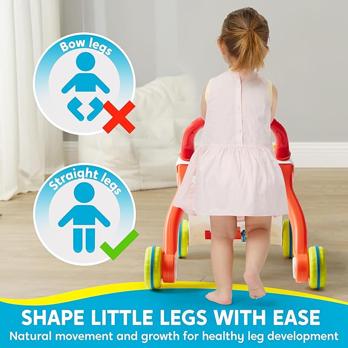 SYNCFUN Baby Learning Walker, 2 in 1 Sit to Stand Learning Toys, Baby Toys 6-12 Months, Educational Present for 1 Year Old, Push Walker Gift with Wheels for Infant Boys Girls