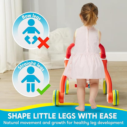 SYNCFUN Baby Learning Walker, 2 in 1 Sit to Stand Learning Toys, Baby Toys 6-12 Months, Educational Present for 1 Year Old, Push Walker Gift with Wheels for Infant Boys Girls