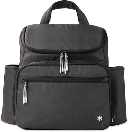 Skip Hop Diaper Bag Backpack with Portable Changing Pad Adjustable Pocket for 30 oz Tumblers 9 Total Pockets Insulated Packing Cubes Luggage Sleeve & Stroller Straps Fits a 14” Laptop Forma Next Black