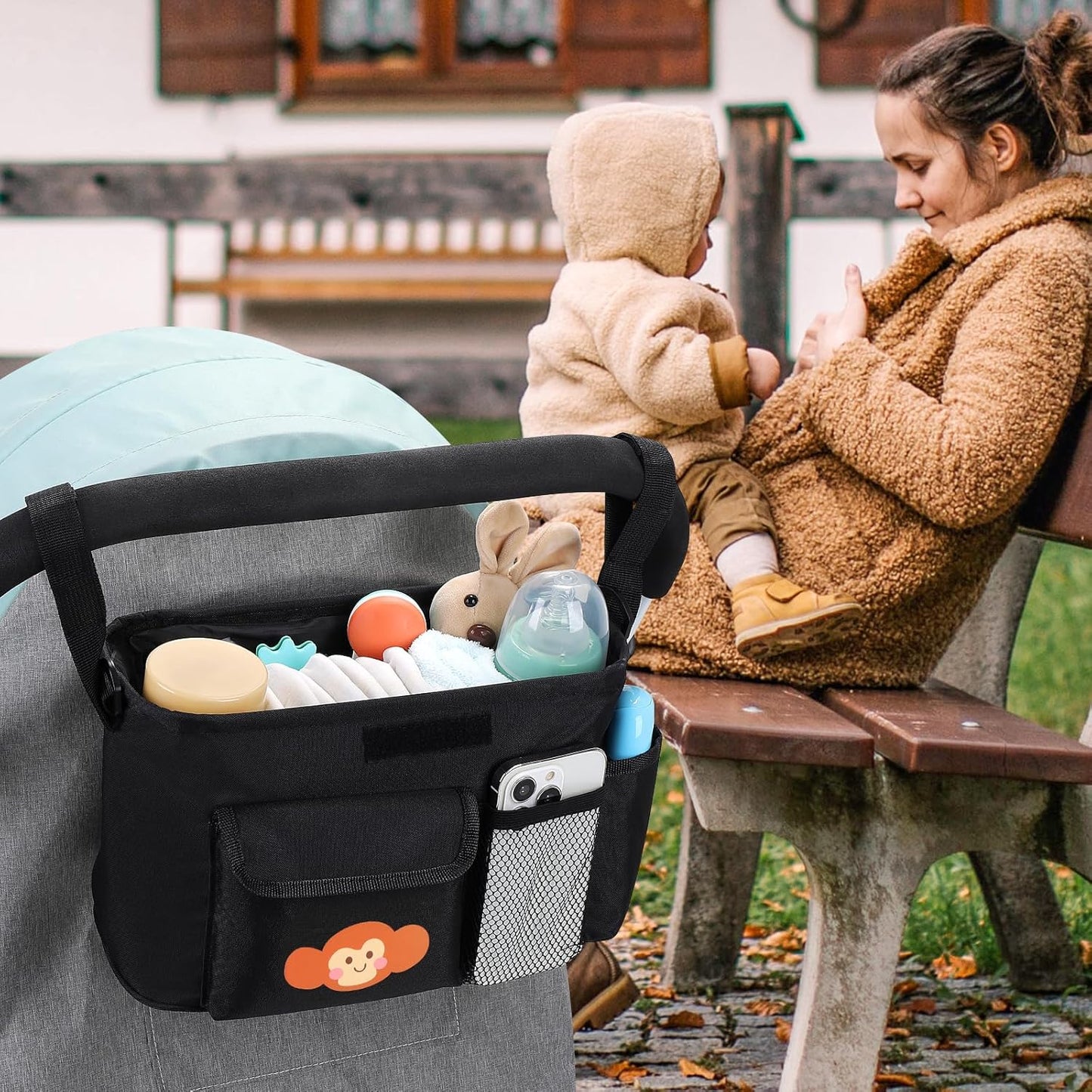 Accmor Universal Stroller Organizer with Cup Holder and Shoulder Strap, Stroller Bag Caddy Organizer Fits for Uppababy, Baby Jogger, Britax Strollers