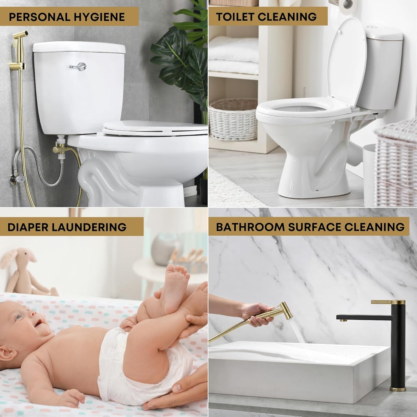 Purrfectzone Bidet Sprayer for Toilet, Handheld Sprayer Kit, Cloth Diaper Sprayer Set - Easy to Install - Stainless Steel