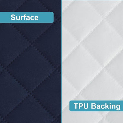 NTBAY 2 Pack Waterproof Mini Crib Mattress Protector, Quilted 24"x38" Fitted Mattress Cover - Machine Washable - Soft and Breathable Baby Mattress Pad Sheet for Mini Crib and Baby Playards, Navy Blue