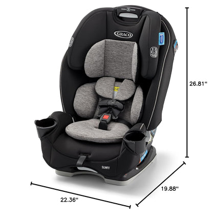 Graco Slimfit 3-in-1 Convertible Car Seat, Slim Car Seat with Space-Saving Design, Highback Booster Seat with 10-Position Headrest, Rear Facing and Forward Facing Carseat, Darcie
