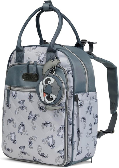 Disney Diaper Bag Backpack with Changing Pad Stich – 16” Nylon Baby Bag for Parents, Insulated Bottle Holders, Multiple Storage Pockets