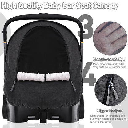 Waterproof Baby Car Seat Cover Compatible with Doona Car Seat and Stroller,Patented Windproof Car Seat Canopy for Girls, Keeps Babies Warm and Coz(Pink)