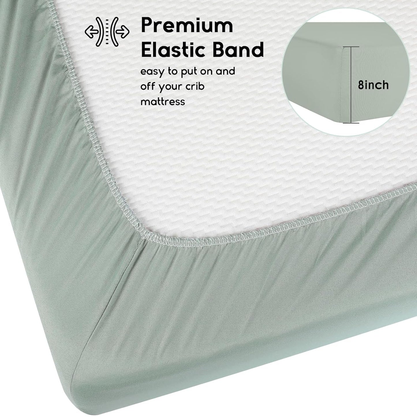 Yoofoss Pack and Play Sheets Fitted, Mini Crib Sheets 2-Pack for Pack N Play Mattress, Stretchy Playard Sheet, Soft and Breathable Green+Giraff