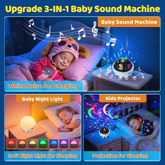 Baby Sound Machine for Kids Night Light Projector with Star, 30 Soothing Sounds White Noise Machine for Sleeping, 31 Color | 4 Films Baby Sleep, Remote+Timer+3 Brightness Baby Gifts for Boy Girl