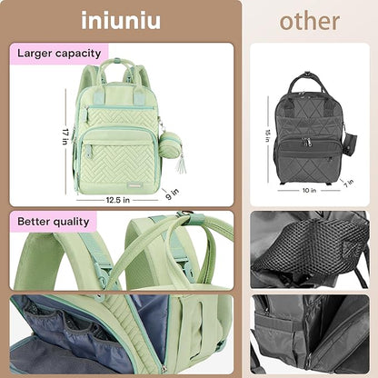 iniuniu Diaper Bag Backpack, 4 in 1 kit Large Unisex Baby Bags for Boys Girls, Waterproof Travel Back Pack with Pouch