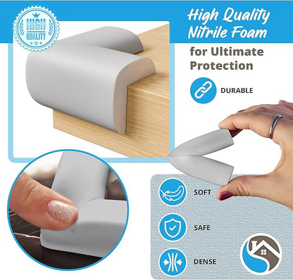 8-Pack Baby Proofing Corner Guards, Soft Rubber Corner Protectors for Furniture, 3M Adhesive Pre-Taped Corner Bumper Guards, Child Proof Safety for Fireplace, Table, Cabinet & Stairs, Grey