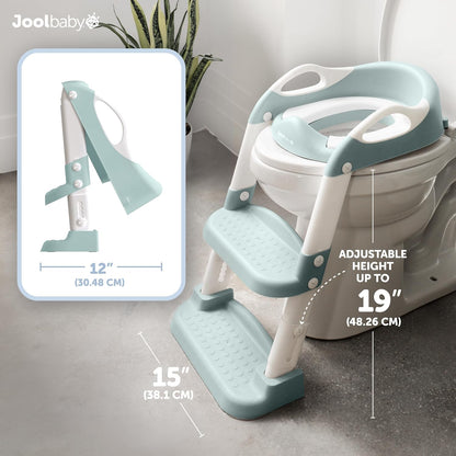 Jool Baby Potty Training Seat with 2 Step Ladder for Toddlers - Splash Guard, Adjustable Height (Gray)