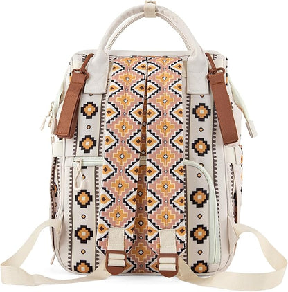 Montana West Wrangler Diaper Bag Backpack Aztec Travel Backpack Purses Western Multi-Function Baby Bags for Mom with Waterproof Insulated Pockets