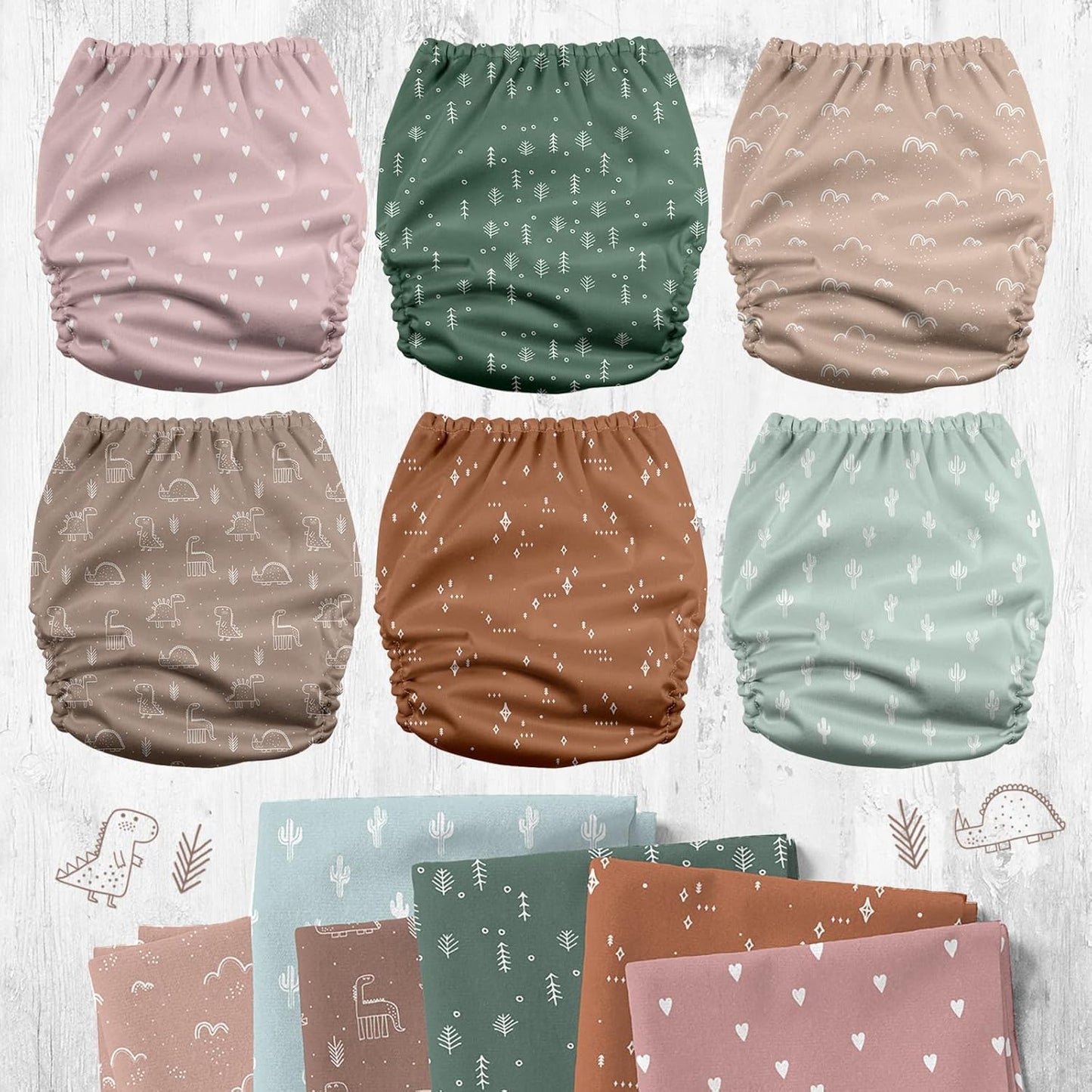 Mama Koala 3.0 Pocket Cloth Diapers for Babies with AWJ Lining, 6 Pack with 6 4-Layer Natural Cloth Diaper Inserts - Reusable and Washable Pocket Diapers(Hardworking Bees) - Colors A