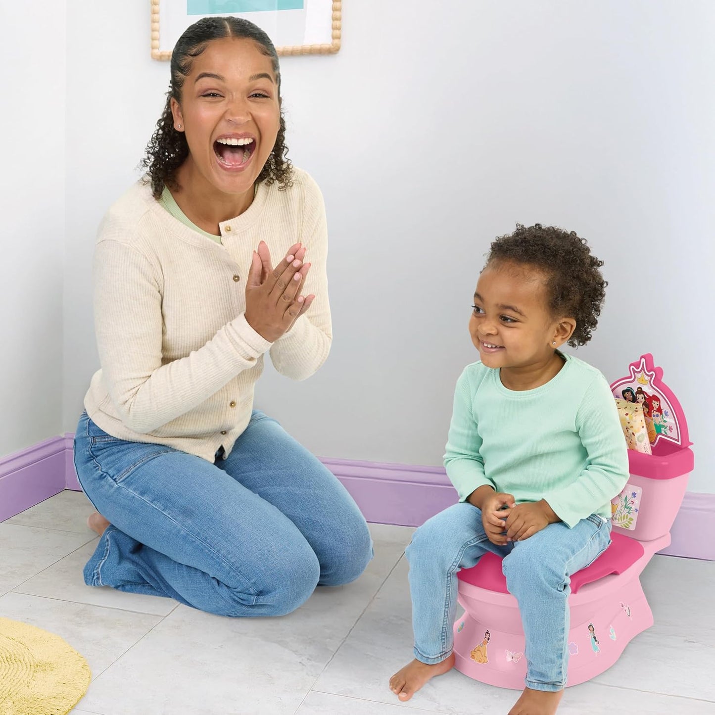 Bright Starts Disney Junior Minnie Mouse My Size Potty Training Toilet, Toddler Potty Chair with Flushing & Cheering Sounds, Removable Seat with Splash Guard & Handles, Ages 18+ Months, Up to 50 lbs