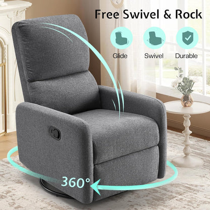 Jocisland Nursery Glider Chairs, Swivel Rocking Chair, Massage Rocker Recliner with High Back for Living Room Bedroom, Comfy Upholstered Modern Nursing Reclining Single Sofa, White Teddy