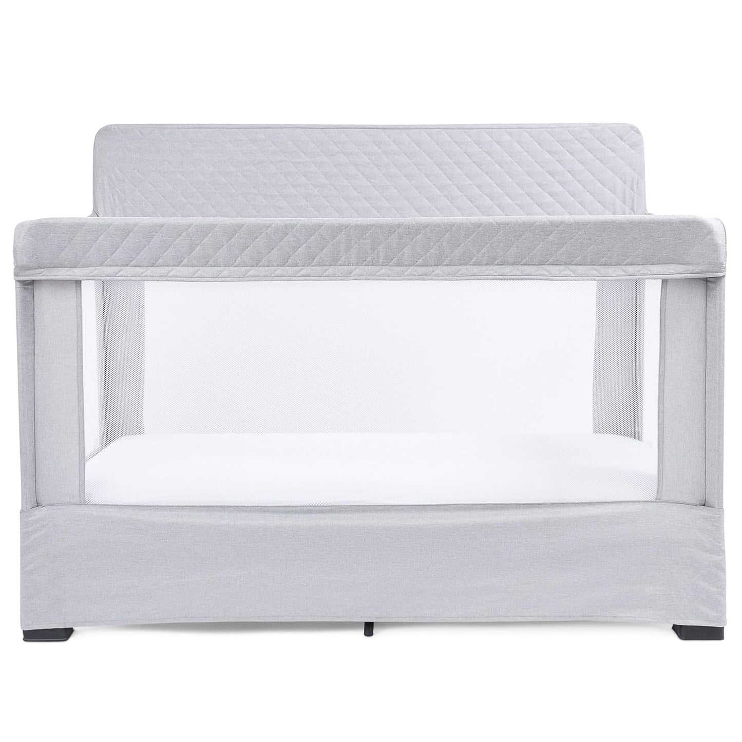 Baby Delight Lunaire Full Size Crib | Breathable Mesh Baby Crib | Tool-Free Assembly Baby Bed | Charcoal Tweed