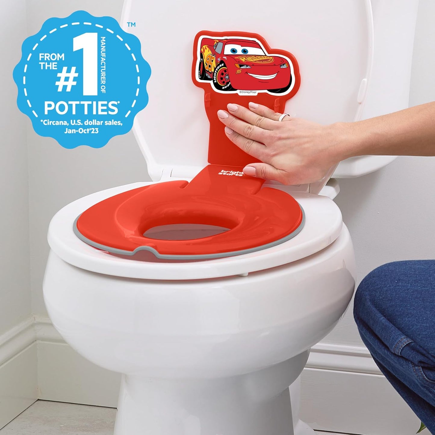Bright Starts Disney Baby Minnie Mouse Flip & Sit Potty Training Seat, Attaches to Toilet Securely, Space Saving Design Fits Most Toilets