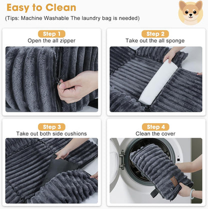 MIXJOY 6-in-1 Dog Car Seat for Small/Medium Dogs up to 25 lbs, Multi-Functional Dog Carrier for Car with Detachable Washable Cover, Pet Travel Bed with Clip-On Safety Leash, Beige