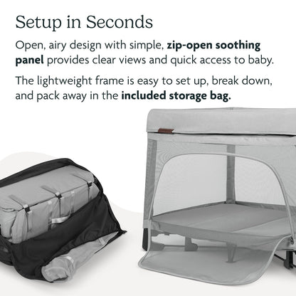 UPPAbaby Remi Playard | Deluxe 3-in-1 Portable Playard, Bedside Bassinet + Travel Crib| Mesh Bassinet, Mattress, Organic Cotton Mattress Cover + Storage Bag Included | Charlie (Sand Mélange)