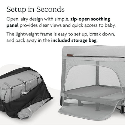 UPPAbaby Remi Playard | Deluxe 3-in-1 Portable Playard, Bedside Bassinet + Travel Crib| Mesh Bassinet, Mattress, Organic Cotton Mattress Cover + Storage Bag Included | Wells (Dark Taupe Mélange)