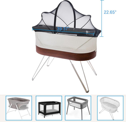 Akiky Portable Bassinet Bedside Sleeper Cover Semi-Sunshade Mosquito Net for Baby Infant Bed Sleeper Cover Mesh Net with Zip-up Window(Gray)