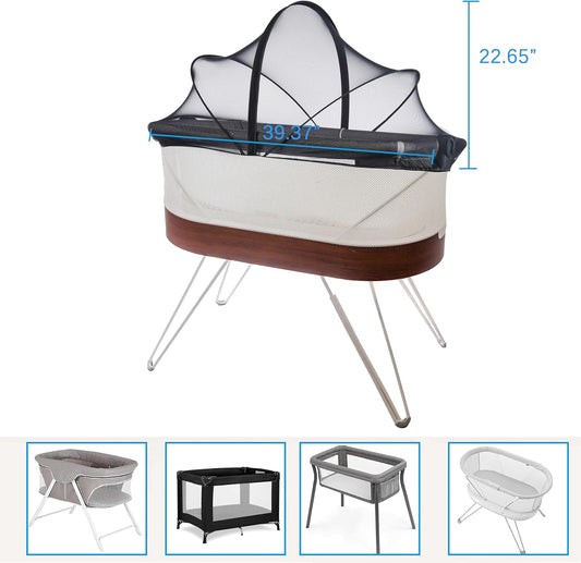 Akiky Portable Bassinet Bedside Sleeper Cover Semi-Sunshade Mosquito Net for Baby Infant Bed Sleeper Cover Mesh Net with Zip-up Window(Gray)